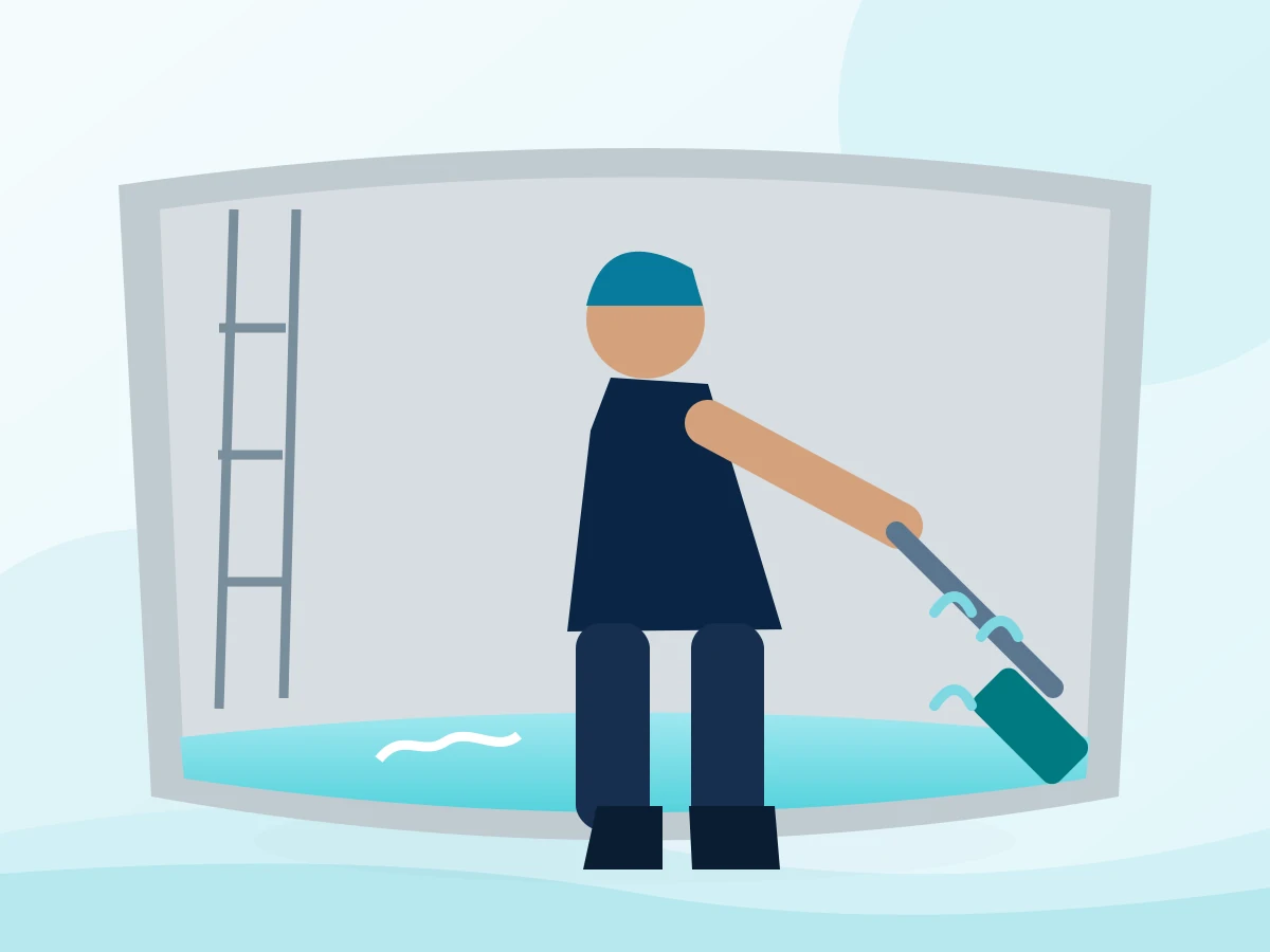 Illustration of professional underground water tank cleaning and sediment removal