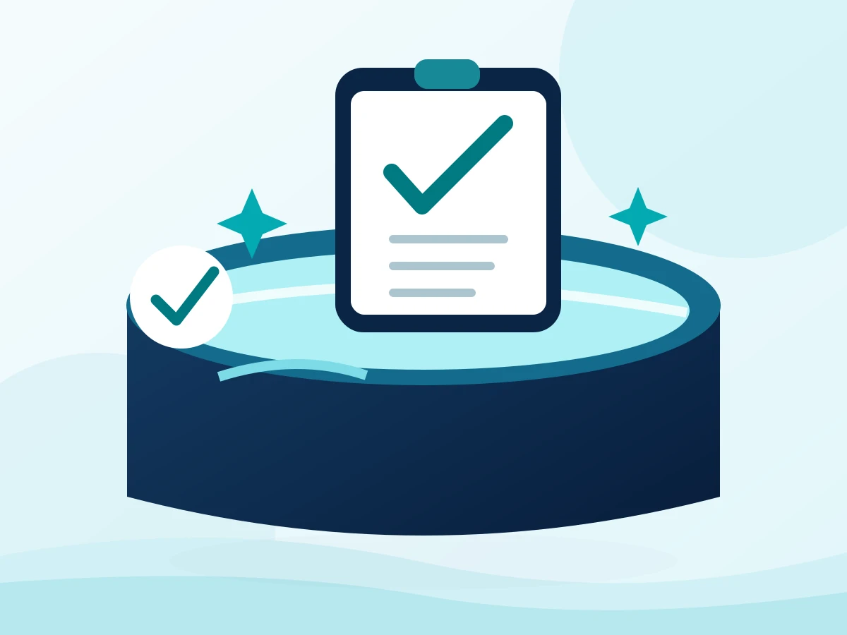 Illustration of final inspection following professional water tank cleaning
